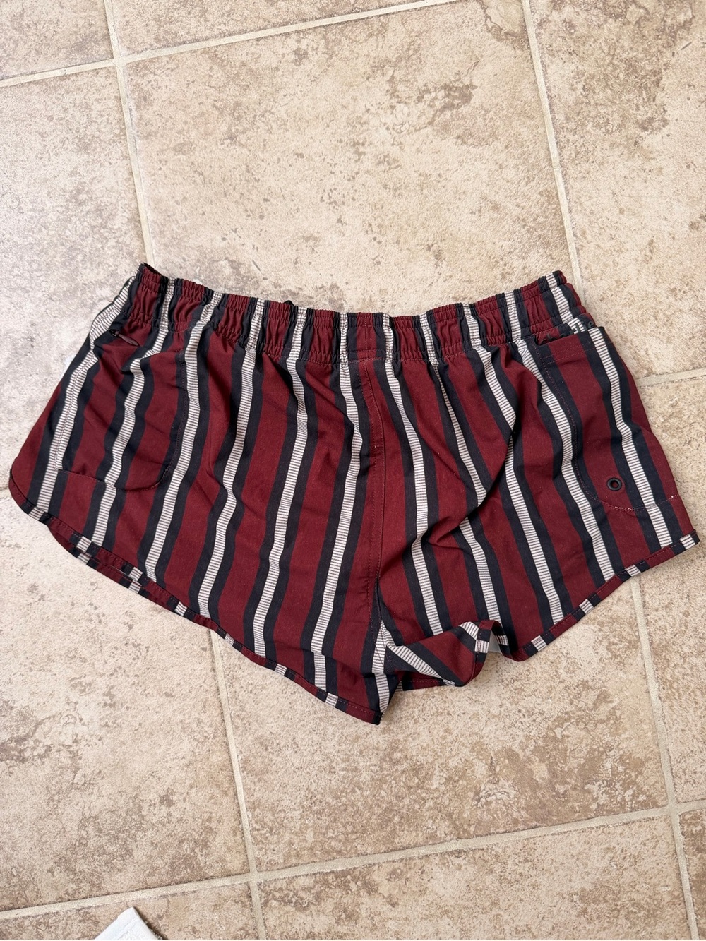 Striped Burgundy Men's Swim Trunks with Drawstring Charlie by MZ - Picture 5 of 6